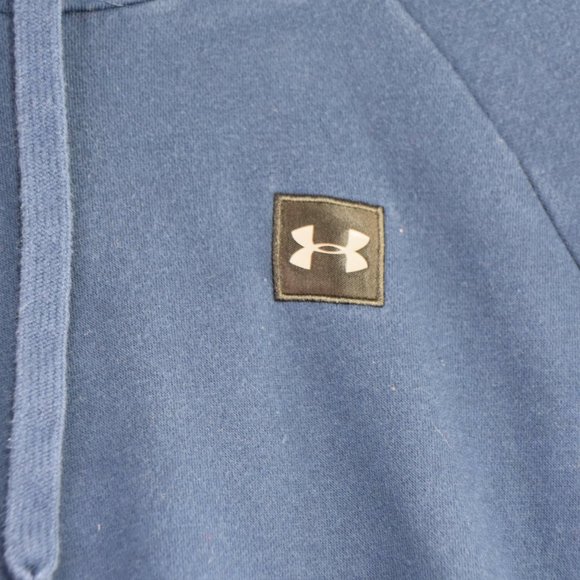 Under Armour Hoodie M Mens Blue Pullover Sweatshirt Drawstring Athletic Pocket - Picture 2 of 7